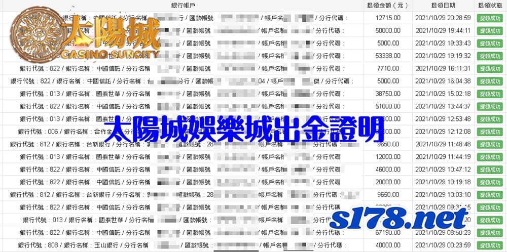 太陽城娛樂城出金誠信口碑優良,是539投注的最佳平台
