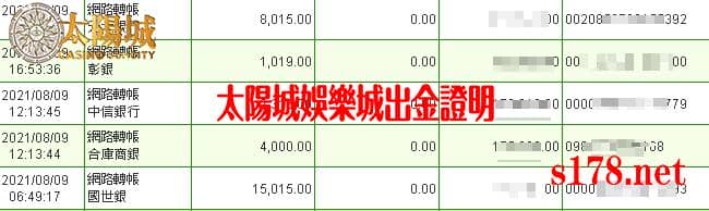太陽城出金圖明細