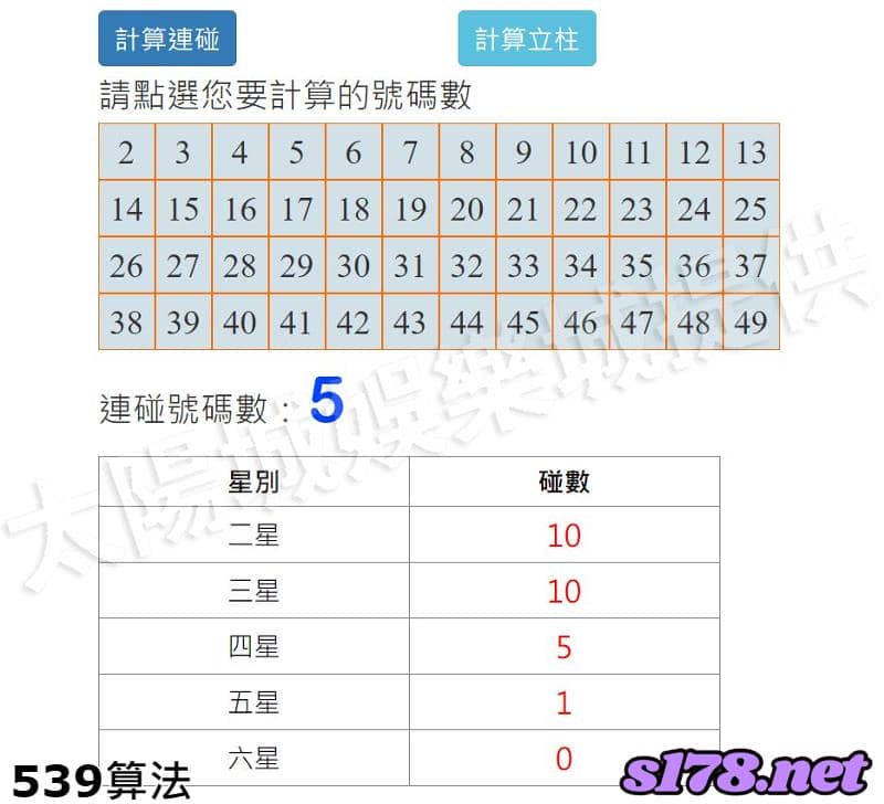 539算法(碰數計算器)
