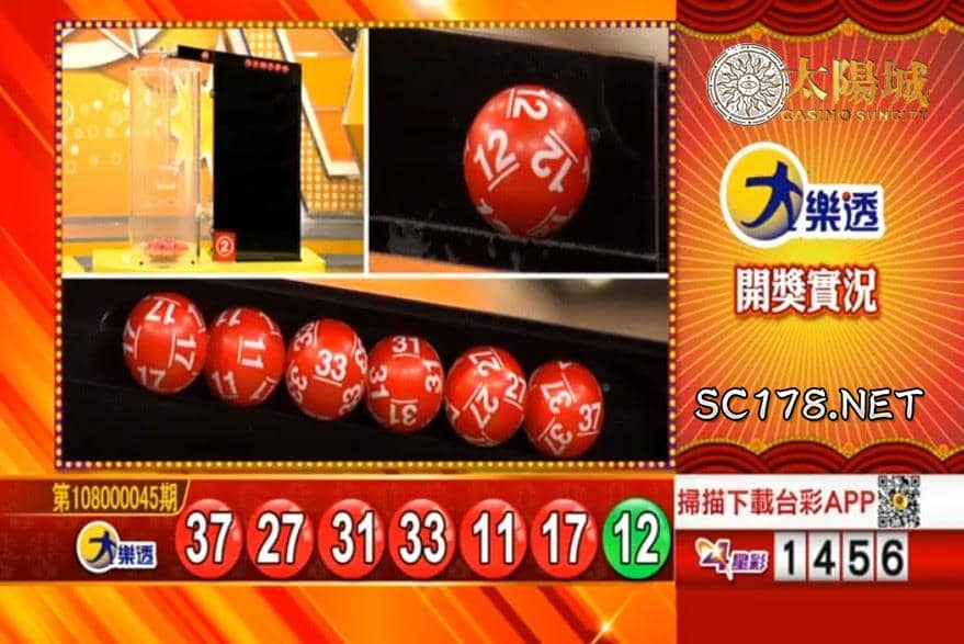 台灣彩券大樂透開獎~太陽城娛樂城