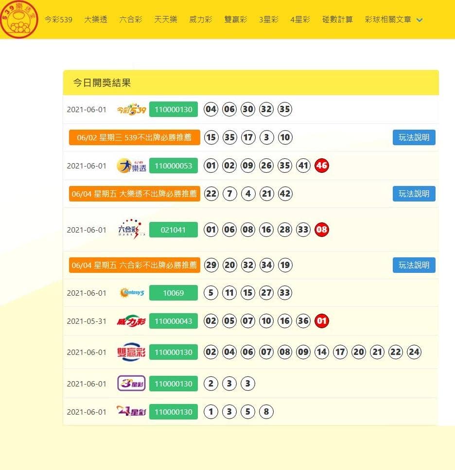 今彩539開獎直播網站,539樂透堂